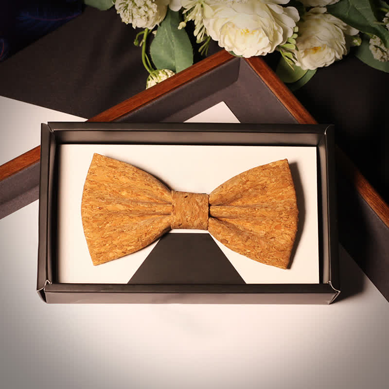 Men's Creative Cork Wood Pattern Party Bow Tie - Style #4 - image 7