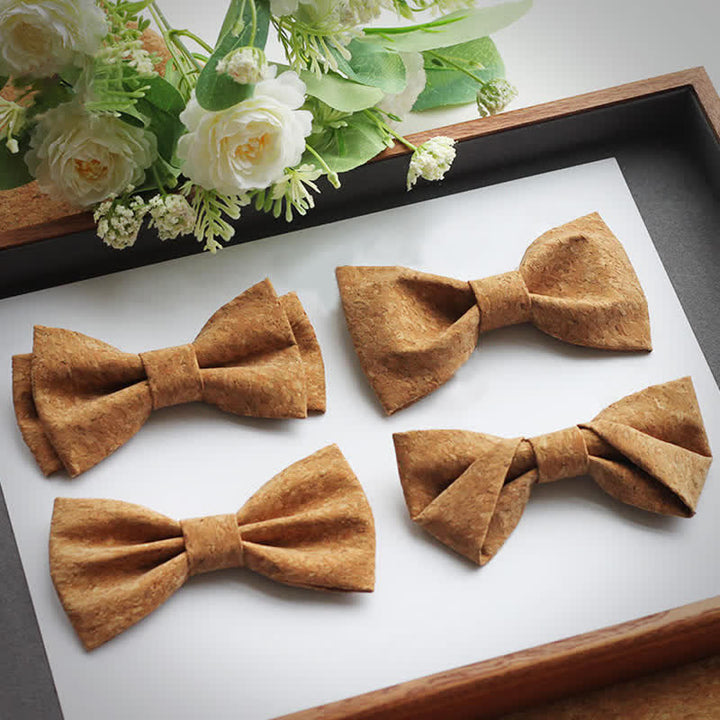 Men's Creative Cork Wood Pattern Party Bow Tie - image 3