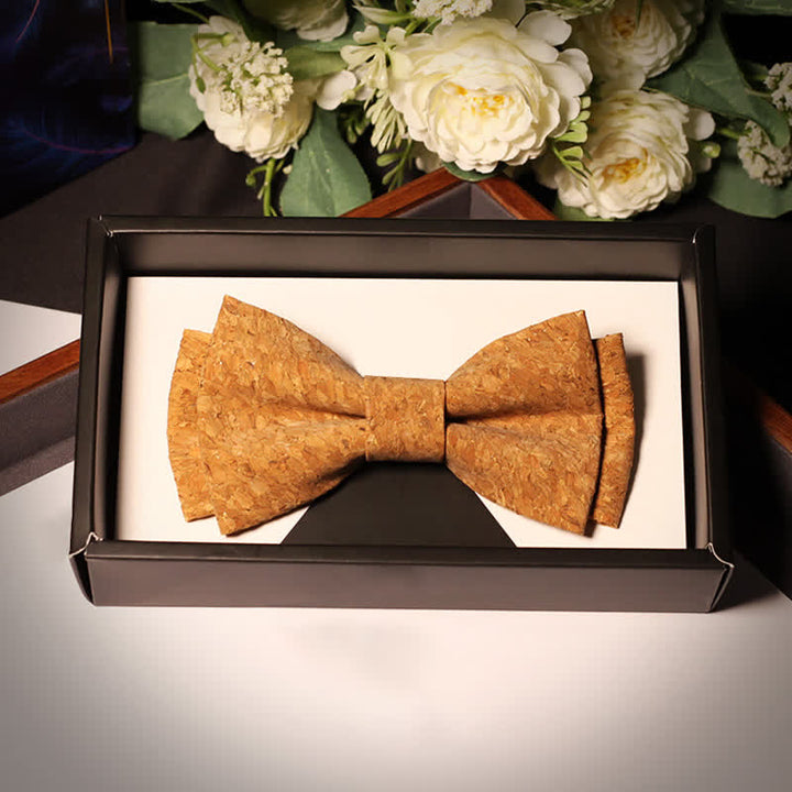 Men's Creative Cork Wood Pattern Party Bow Tie - Style #2 - image 5