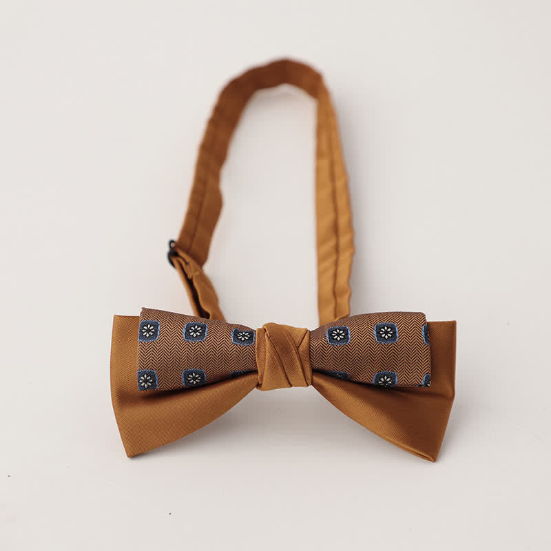 Men's Unqiue Two-Layer Patchwork Floral Bow Tie - Style #11 - image 12