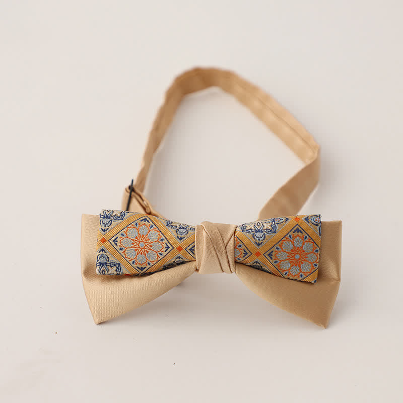 Men's Unqiue Two-Layer Patchwork Floral Bow Tie - Style #6 - image 7
