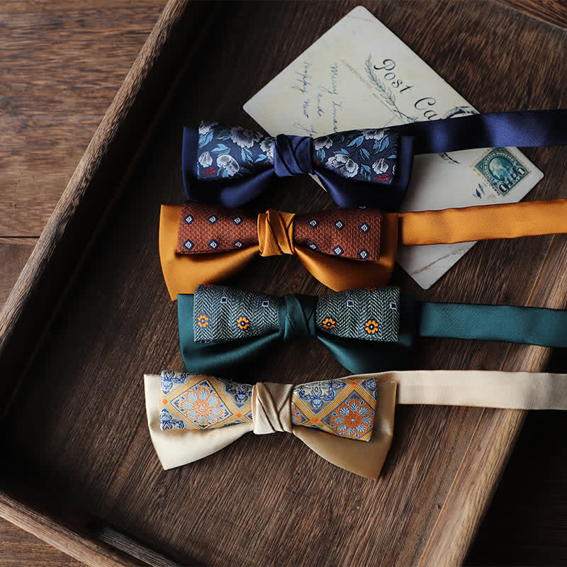 Men's Unqiue Two-Layer Patchwork Floral Bow Tie - image 0
