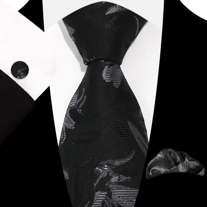 3Pcs Men's Graceful Exquisite Floral Pattern Necktie Set - Style #8 - image 12