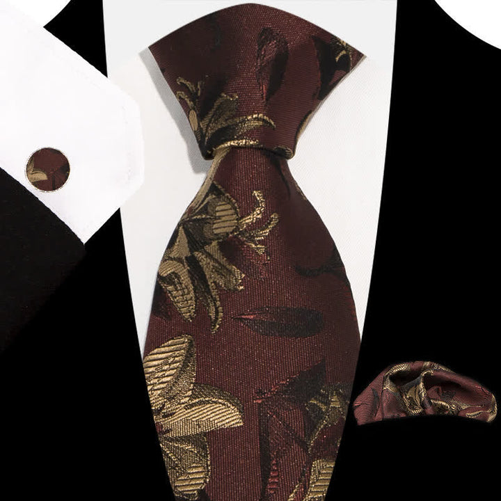 3Pcs Men's Graceful Exquisite Floral Pattern Necktie Set - Style #2 - image 1