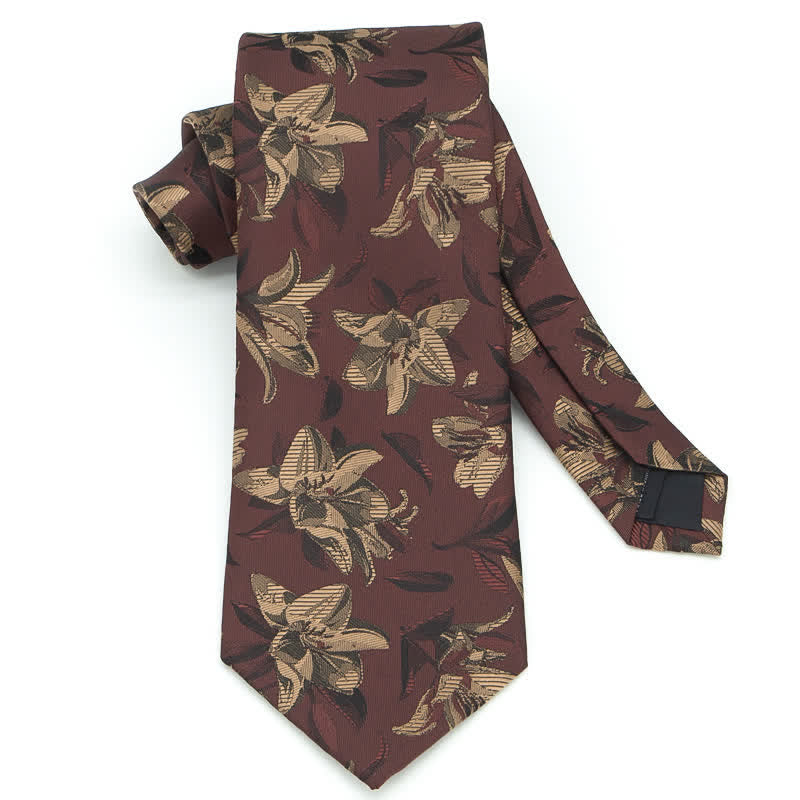 3Pcs Men's Graceful Exquisite Floral Pattern Necktie Set - image 3