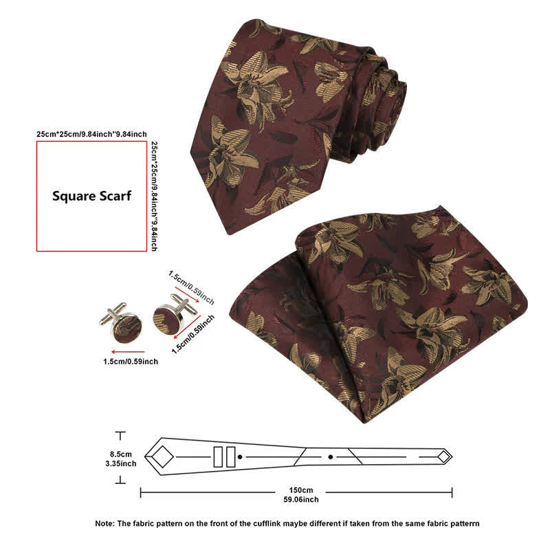 3Pcs Men's Graceful Exquisite Floral Pattern Necktie Set - image 6