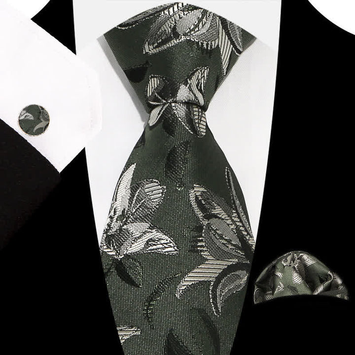 3Pcs Men's Graceful Exquisite Floral Pattern Necktie Set - Style #6 - image 10