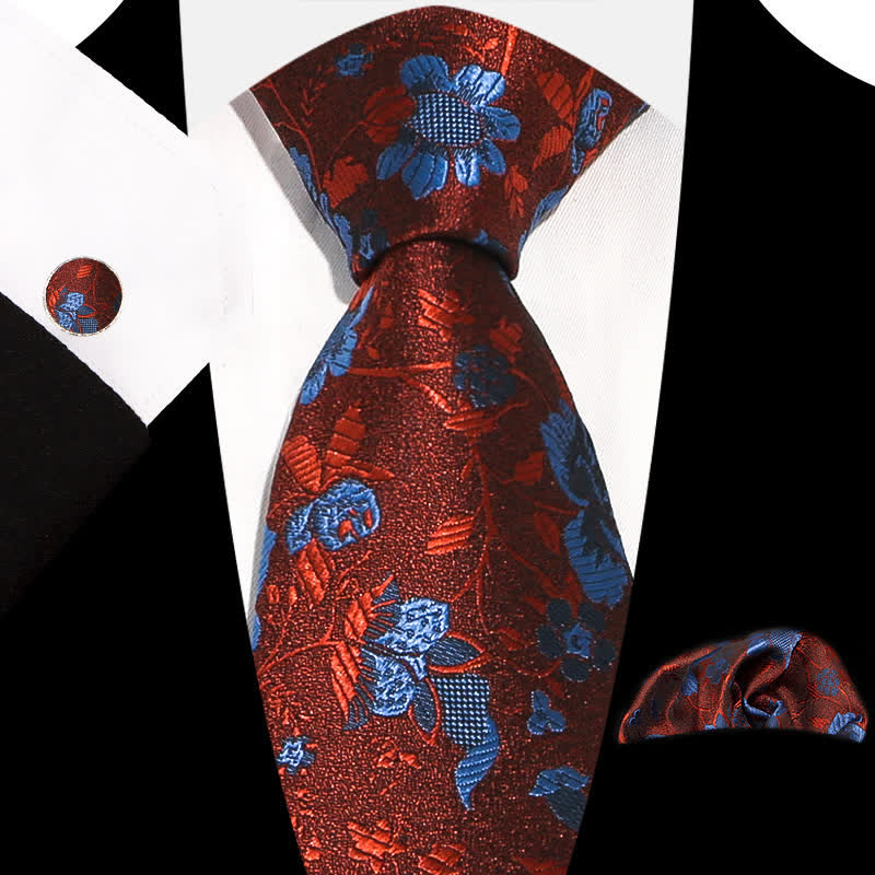 3Pcs Men's Graceful Exquisite Floral Pattern Necktie Set - Style #3 - image 7