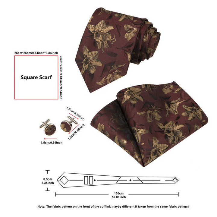 3Pcs Men's Graceful Exquisite Floral Pattern Necktie Set - image 6