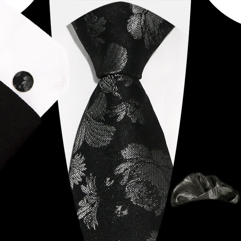 3Pcs Men's Graceful Exquisite Floral Pattern Necktie Set - Style #4 - image 8