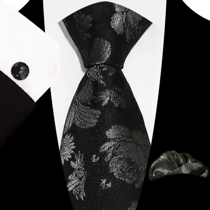 3Pcs Men's Graceful Exquisite Floral Pattern Necktie Set - Style #4 - image 8