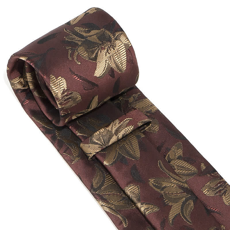 3Pcs Men's Graceful Exquisite Floral Pattern Necktie Set - image 4
