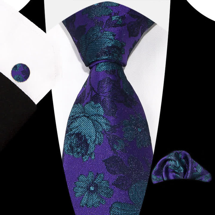3Pcs Men's Graceful Exquisite Floral Pattern Necktie Set - Style #1 - image 0