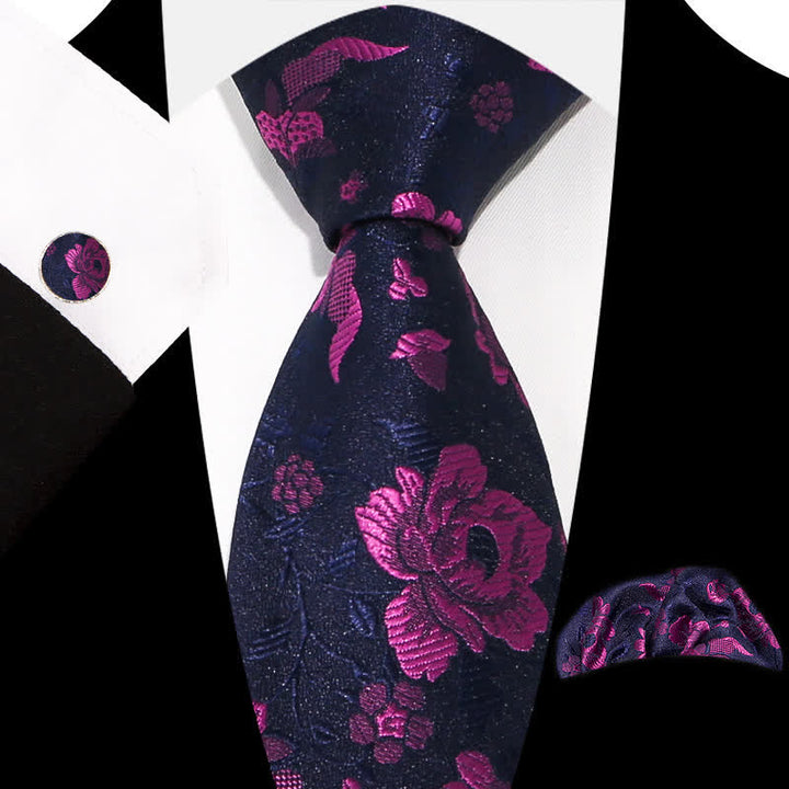 3Pcs Men's Graceful Exquisite Floral Pattern Necktie Set - Style #5 - image 9