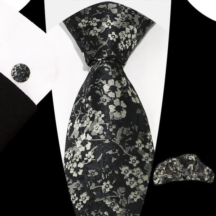 3Pcs Men's Graceful Exquisite Floral Pattern Necktie Set - Style #7 - image 11