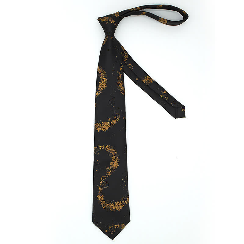 3Pcs Men's Gold & Black Exquisite Paisley Embroidery Necktie Set - image 3