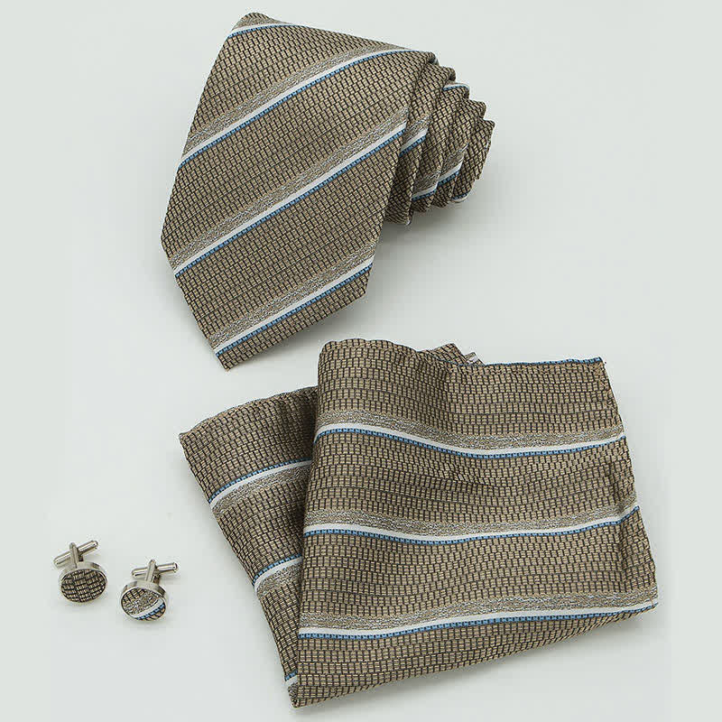 3Pcs Men's Casual Striped Office Accessory Necktie Set - image 16