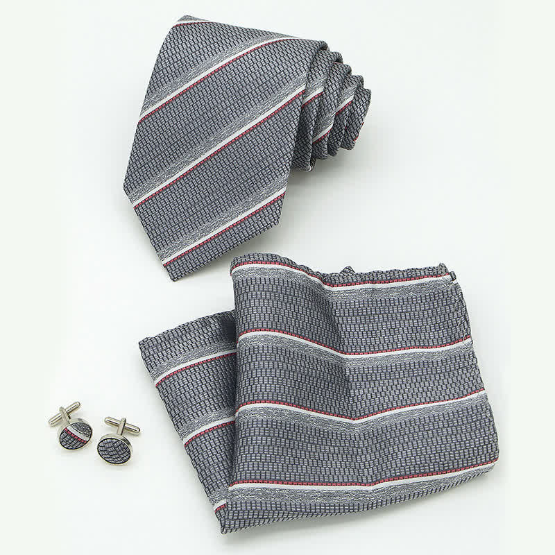 3Pcs Men's Casual Striped Office Accessory Necktie Set - image 6