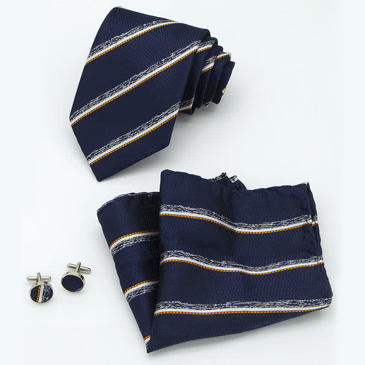 3Pcs Men's Casual Striped Office Accessory Necktie Set - image 1