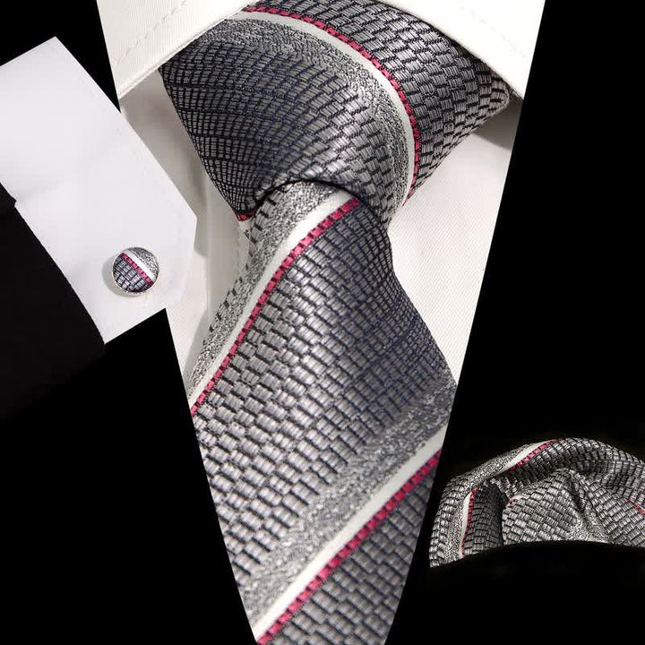 3Pcs Men's Casual Striped Office Accessory Necktie Set - Gray - image 5