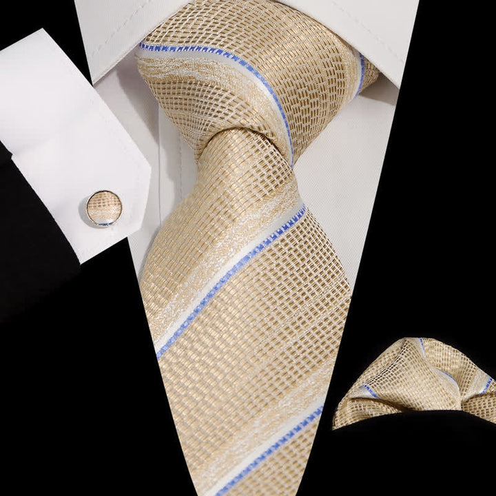3Pcs Men's Casual Striped Office Accessory Necktie Set - Champagne - image 10
