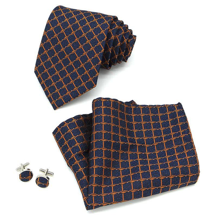 3Pcs Men's Gentlement Checked Plaid Necktie Set - image 6