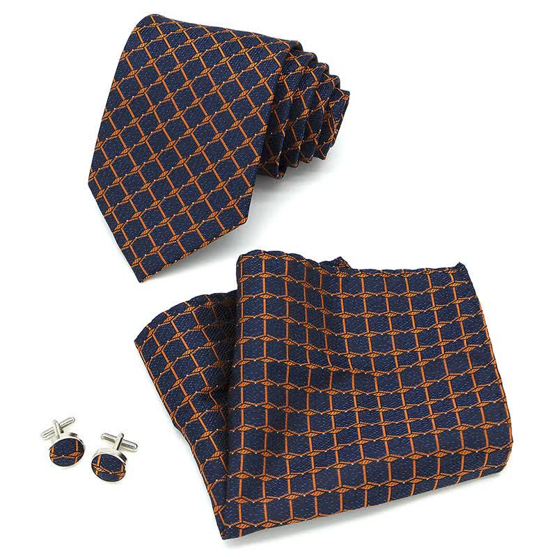 3Pcs Men's Gentlement Checked Plaid Necktie Set - image 6