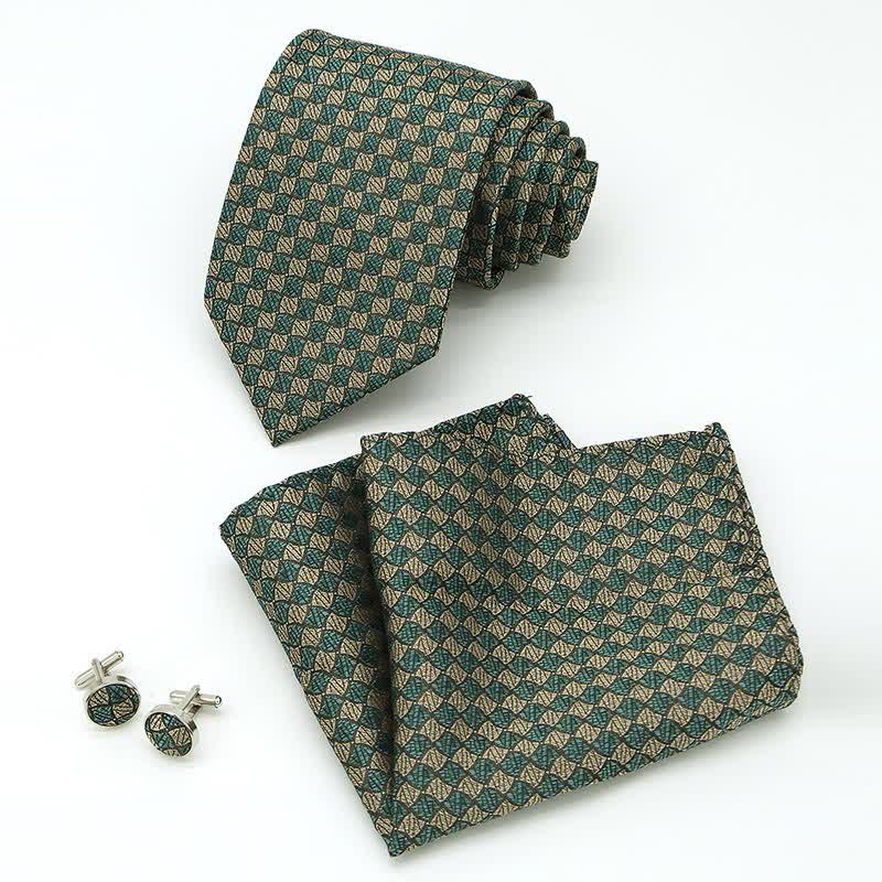 3Pcs Men's Gentlement Checked Plaid Necktie Set - image 1