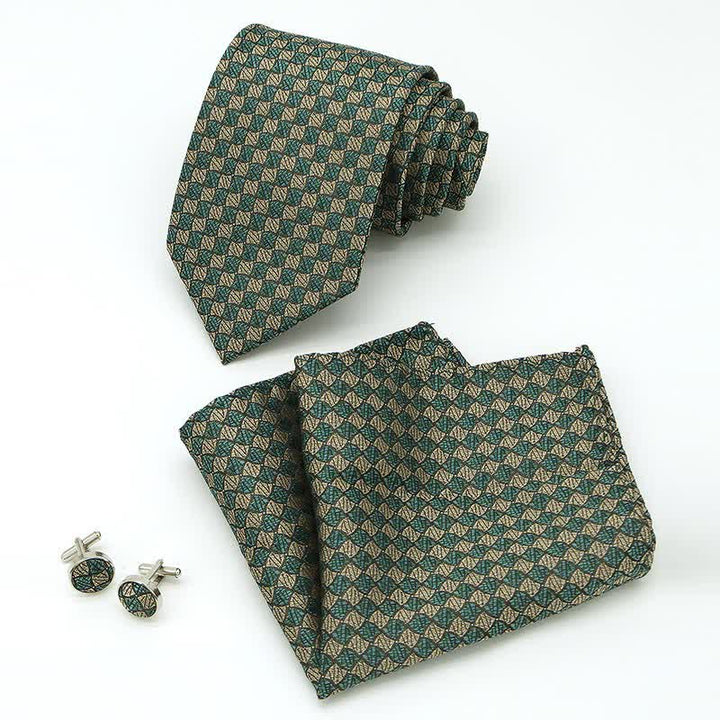 3Pcs Men's Gentlement Checked Plaid Necktie Set - image 1