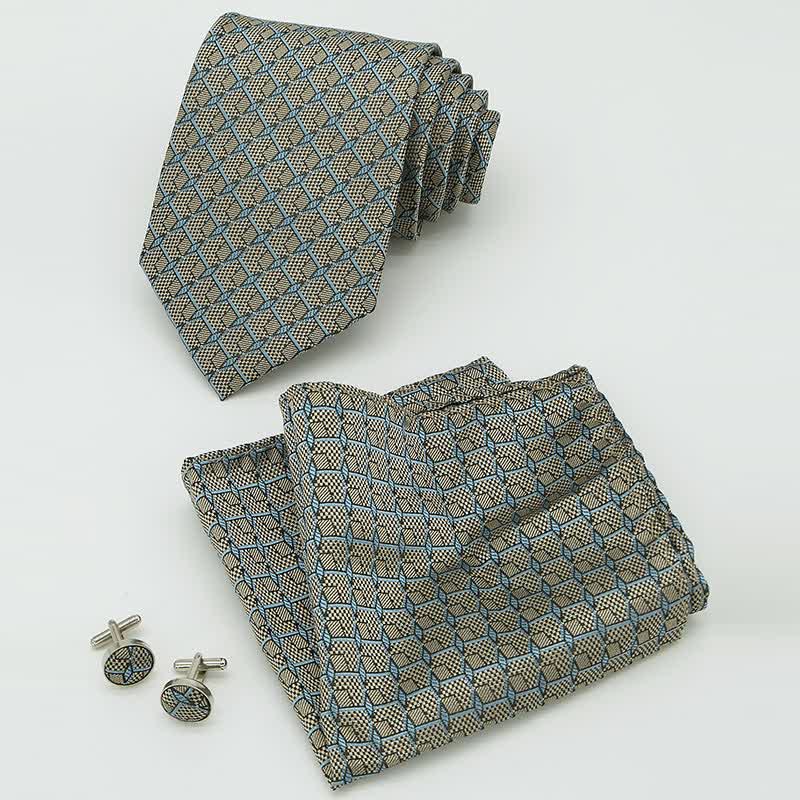 3Pcs Men's Gentlement Checked Plaid Necktie Set - image 16