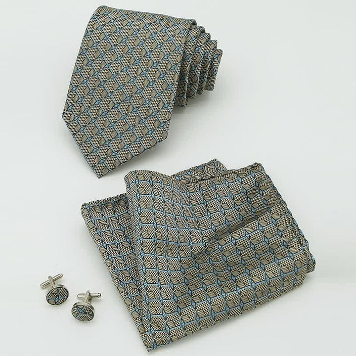 3Pcs Men's Gentlement Checked Plaid Necktie Set - image 16