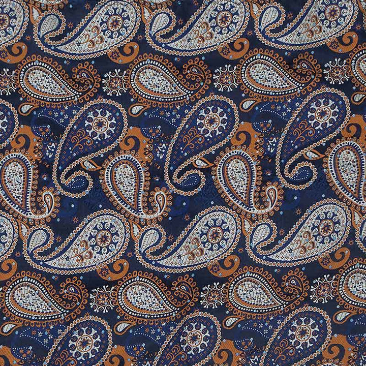 3Pcs Men's Beautiful Blue & Orange Paisley Necktie Set - image 4