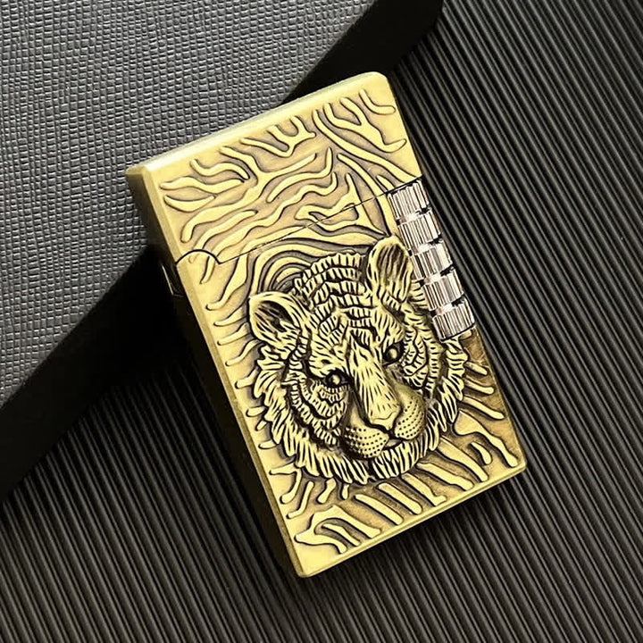 Cool Tiger Head Relief Refillable Butane Lighter - Bronze - image 0