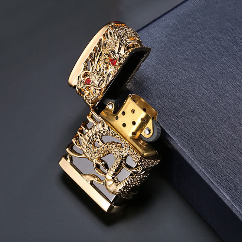 Carving Domineering Dragon Refillable Kerosene Lighter - image 5