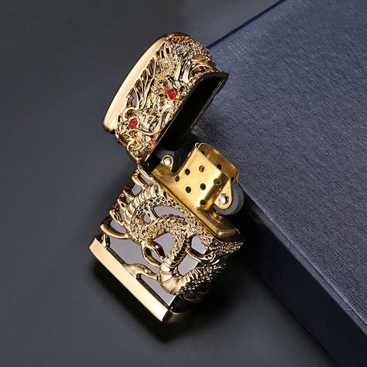 Carving Domineering Dragon Refillable Kerosene Lighter - image 5
