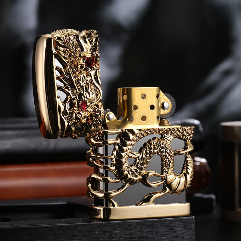 Carving Domineering Dragon Refillable Kerosene Lighter - image 1