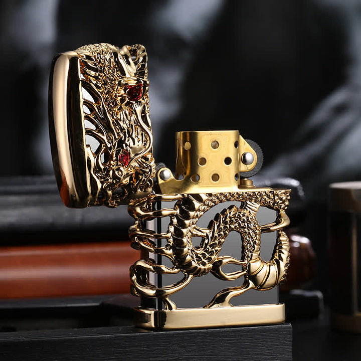 Carving Domineering Dragon Refillable Kerosene Lighter - image 1