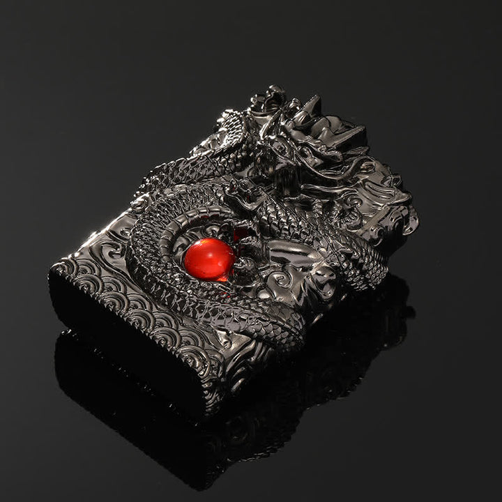 Retro Carved Dragon Design Refillable Kerosene Lighter - image 14