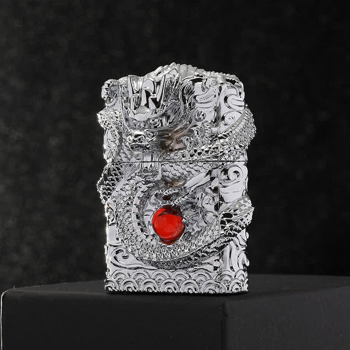Retro Carved Dragon Design Refillable Kerosene Lighter - image 7