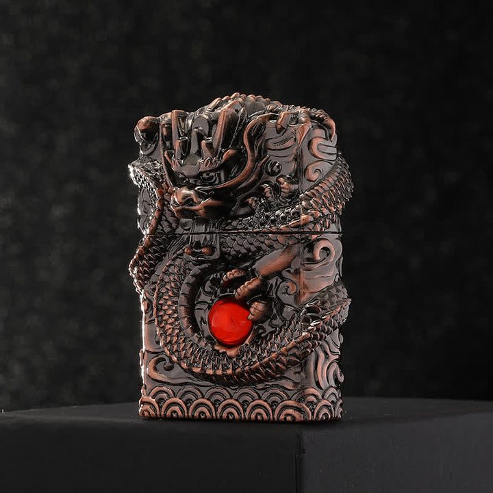 Retro Carved Dragon Design Refillable Kerosene Lighter - image 11