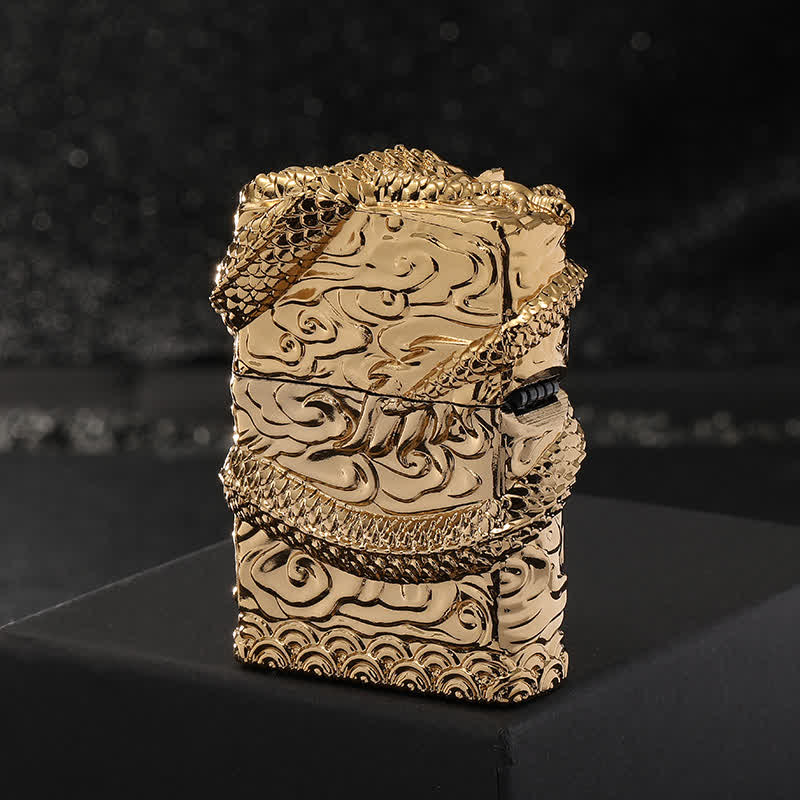 Retro Carved Dragon Design Refillable Kerosene Lighter - image 4