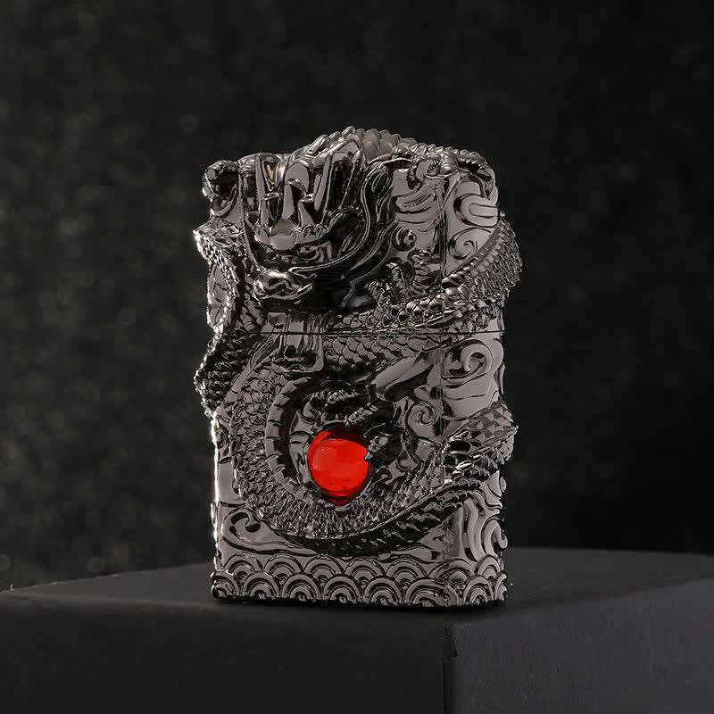 Retro Carved Dragon Design Refillable Kerosene Lighter - image 15