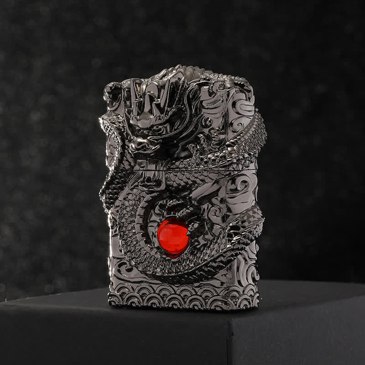 Retro Carved Dragon Design Refillable Kerosene Lighter - image 15