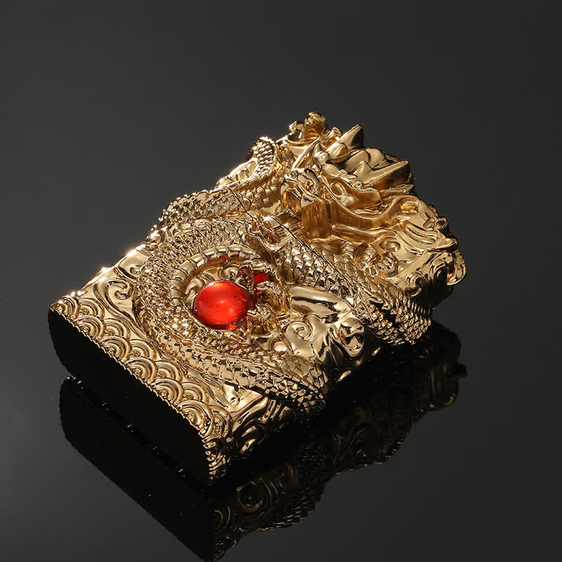 Retro Carved Dragon Design Refillable Kerosene Lighter - image 2