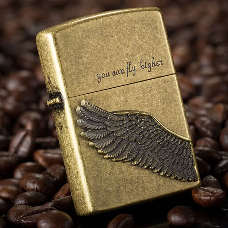 Flying Angel Wings Refillable Kerosene Lighter - Bronze - image 0