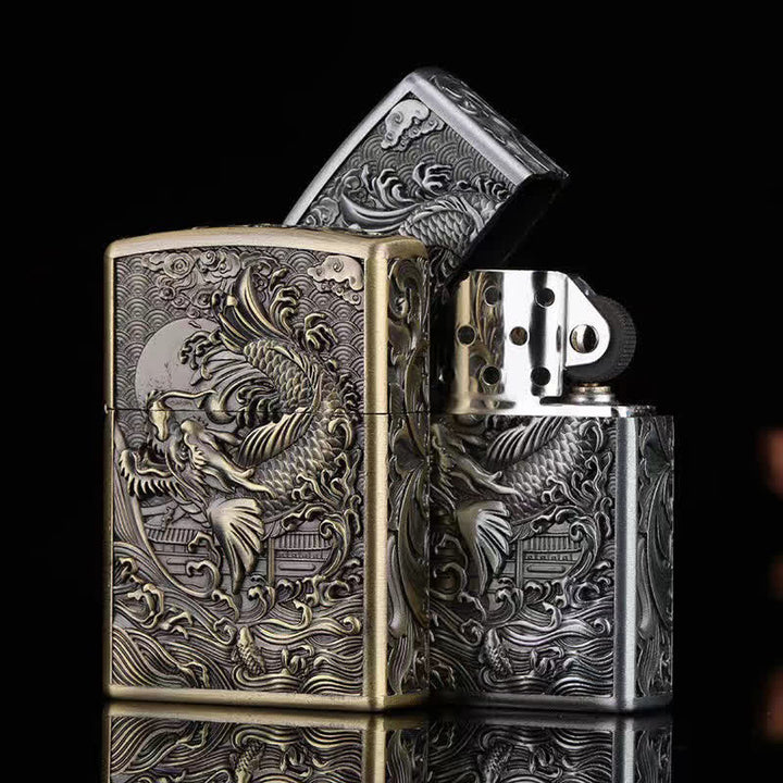 Dragon Fish Relief Refillable Kerosene Lighter - image 2