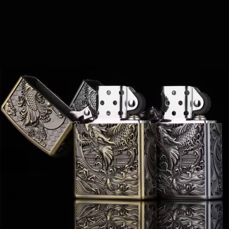 Dragon Fish Relief Refillable Kerosene Lighter - image 3