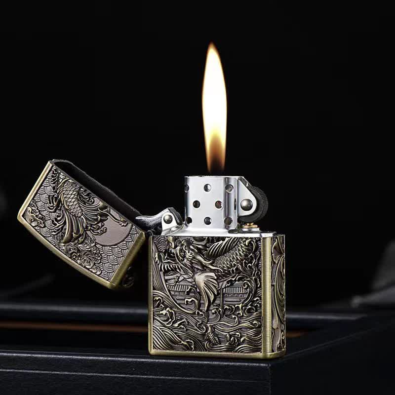 Dragon Fish Relief Refillable Kerosene Lighter - image 4