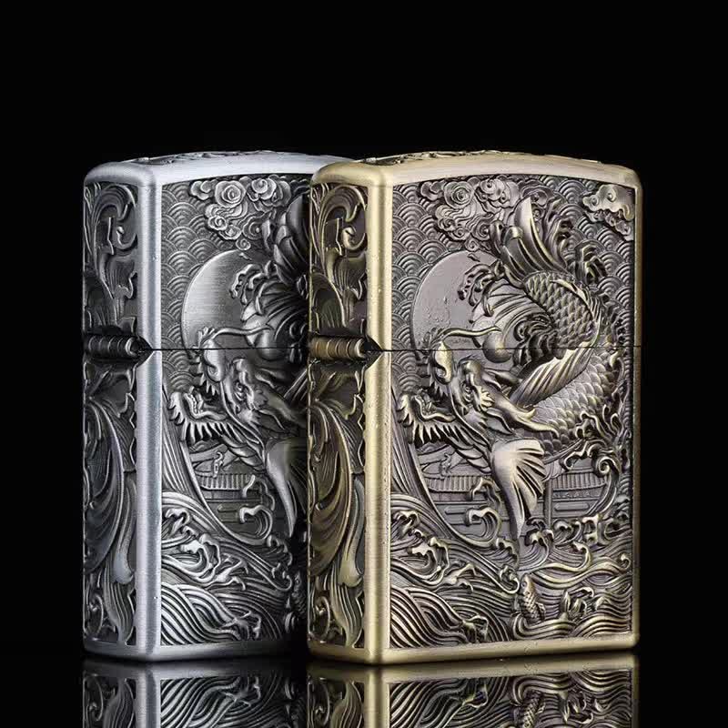 Dragon Fish Relief Refillable Kerosene Lighter - image 1