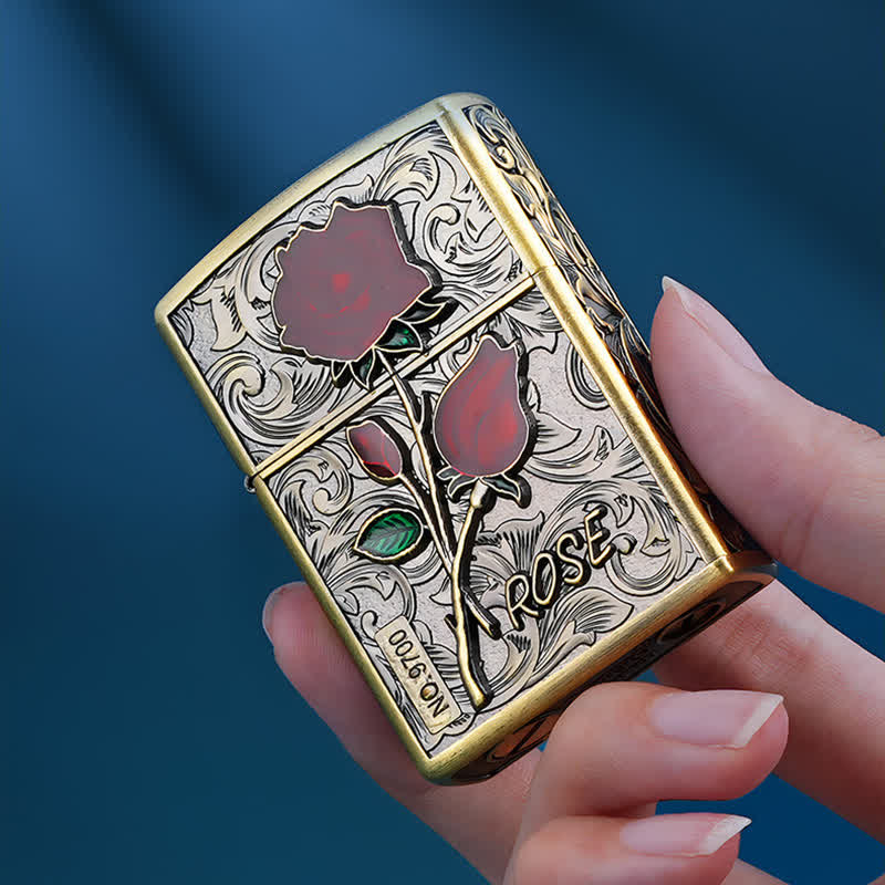 Portable Rose Flowers Refillable Kerosene Lighter - image 1